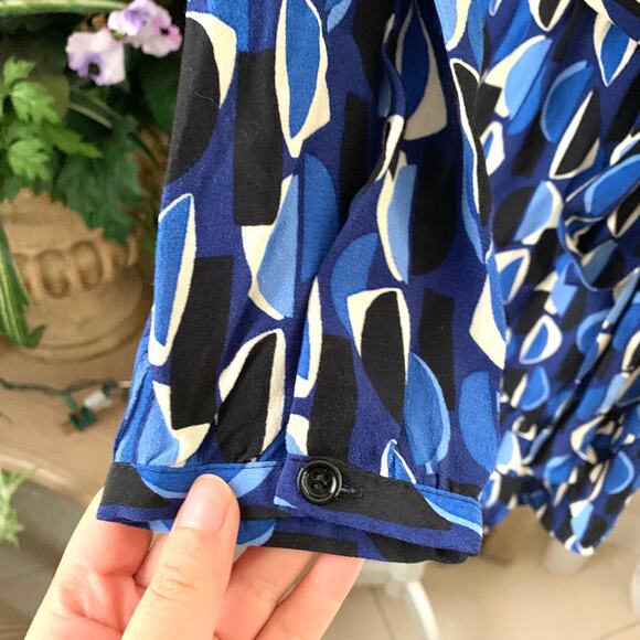 Zara Geometric PRINTED SHORT DRESS with Belt Tie in Blue - Picture 8 of 13